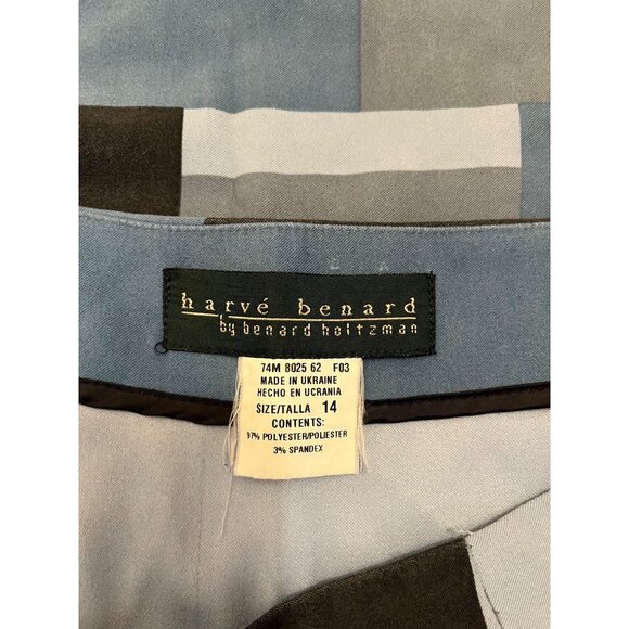 Harvé Bernard Womens Geometric Patchwork Maxi Skirt Sz 14 Blue Gray Black Vtg - Picture 6 of 7